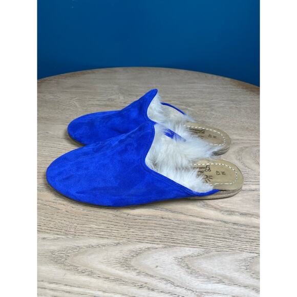 New! Sabah Electric Blue Suede Shearling Baba Mule Slipper Size 43 Men’s 10-10.5 main image 7